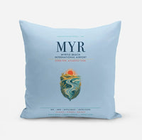 Thumbnail for Myrtle Beach International Airport (MYR) design on light blue pillow