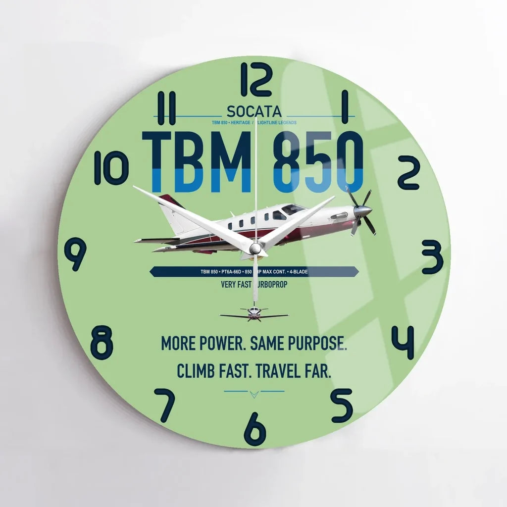 Socata TBM 850 design on light green no frame wall clock