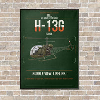 Thumbnail for Bell H-13G Sioux vertical canvas print - framed - dark green background