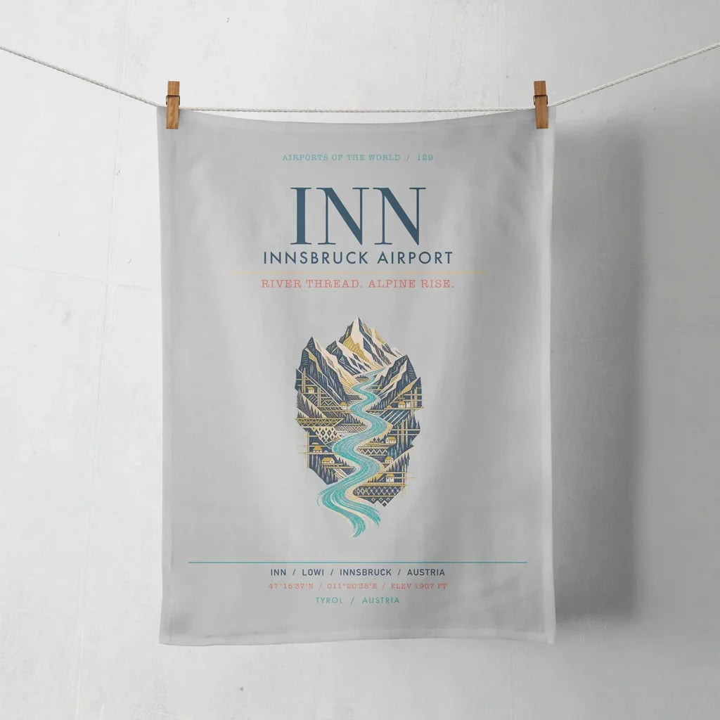 Innsbruck Airport (INN) design on light gray towel
