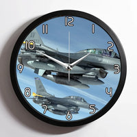 Thumbnail for Two Fighter Jets aviation design on premium wood and metal wall clock.