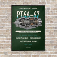 Thumbnail for PT6A-67 vertical canvas print - framed - dark green background