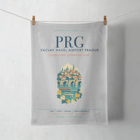 Thumbnail for Václav Havel Airport Prague (PRG) design on light gray towel