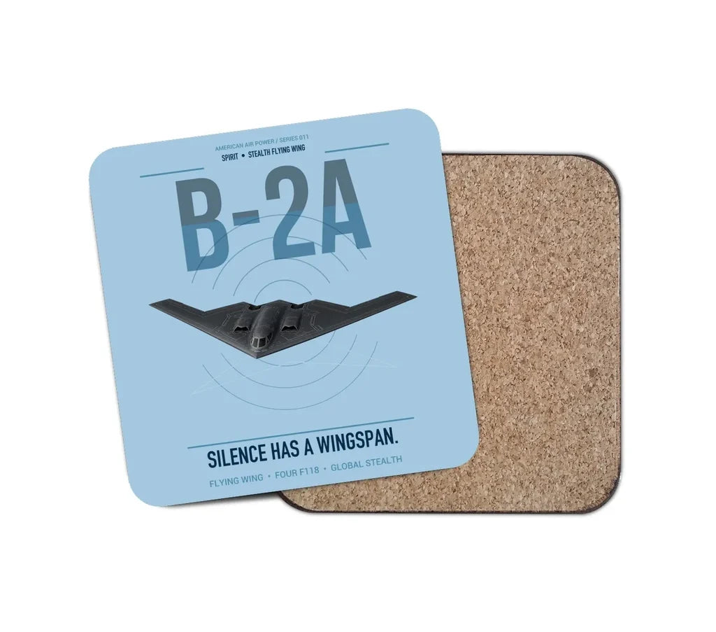 B-2A Spirit design on light blue 1 piece coaster