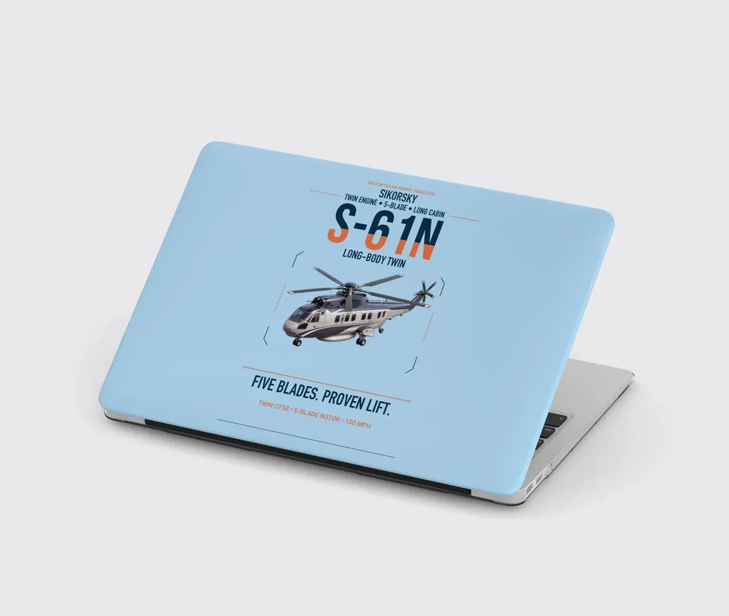 Sikorsky S-61N design on light blue MacBook case