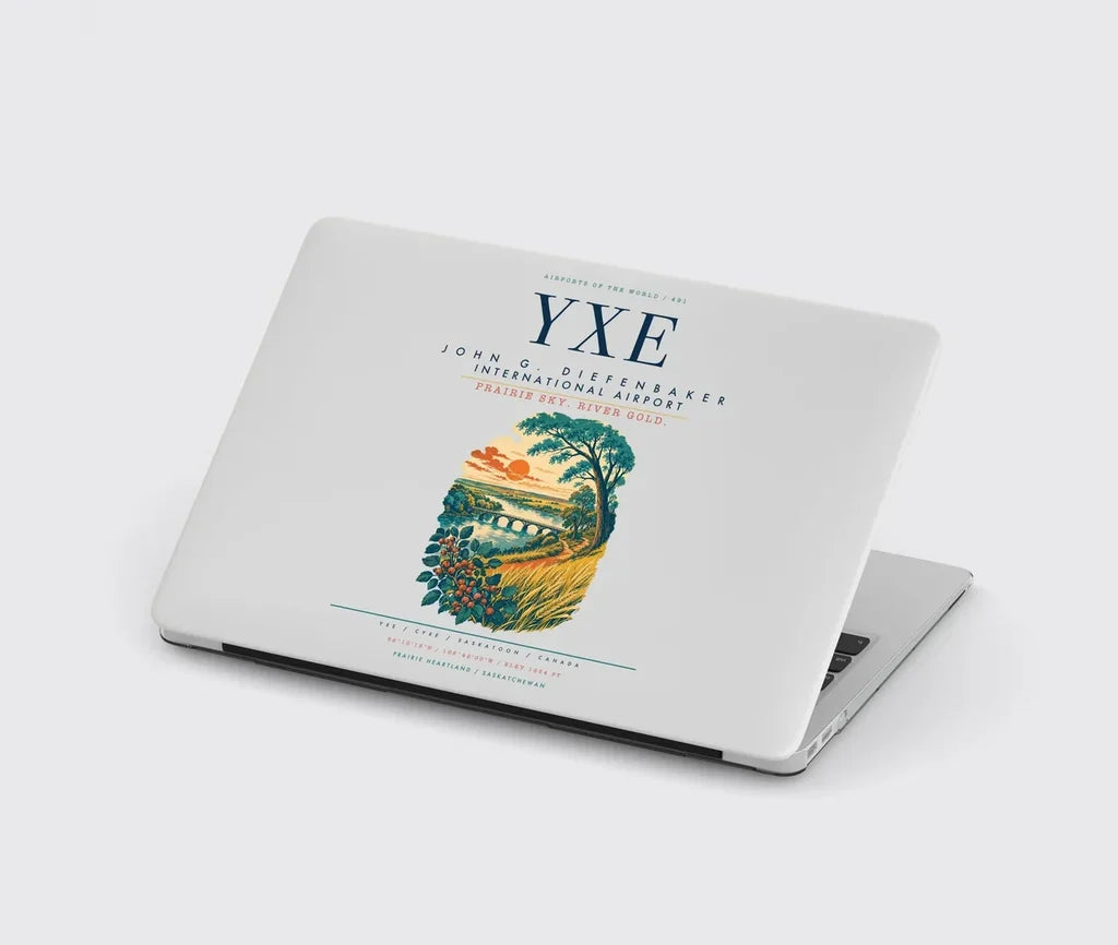 Saskatoon John G. Diefenbaker International Airport (YXE) design on light gray MacBook case