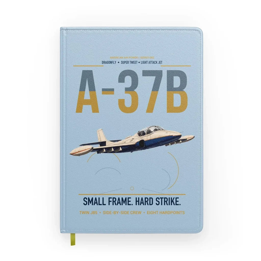 A-37B Dragonfly design on light blue notebook