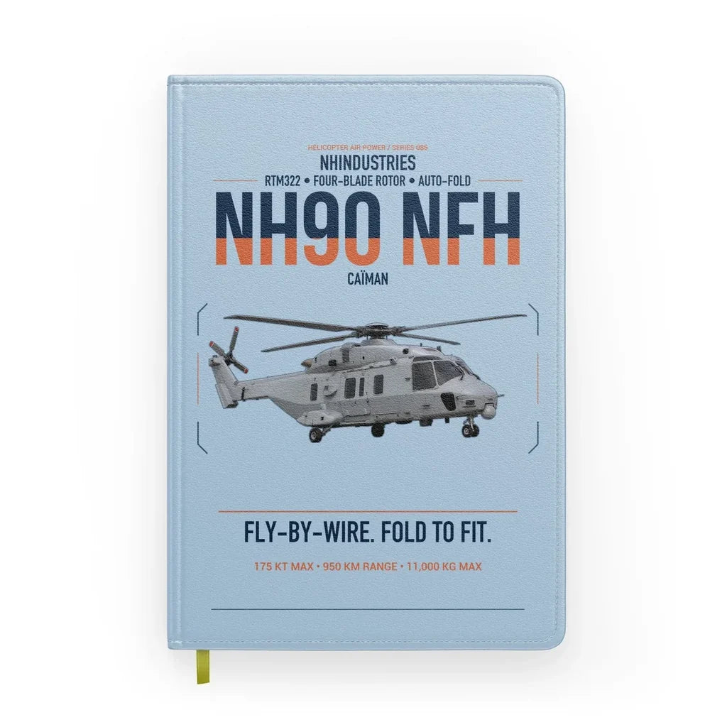 NHIndustries NH90 NFH Caïman design on light blue notebook