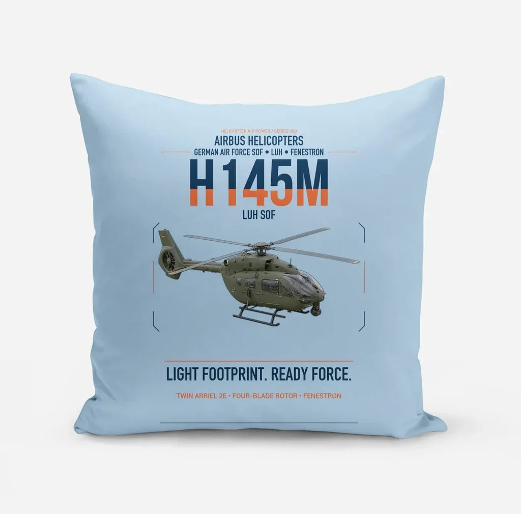 Airbus Helicopters H145M LUH SOF design on light blue pillow