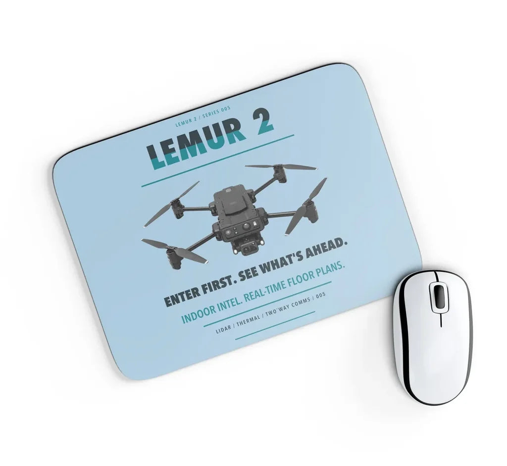BRINC LEMUR 2 design on light blue rectangle mouse pad