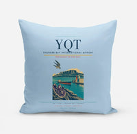 Thumbnail for Thunder Bay International Airport (YQT) design on light blue pillow