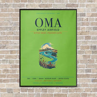Thumbnail for Omaha Eppley Airfield OMA vertical canvas print - framed - light green background