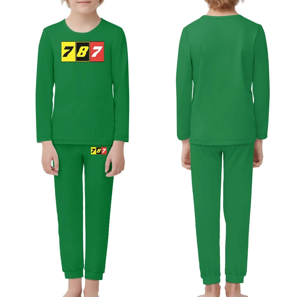 Flat Colourful 787 children pajamas - Green