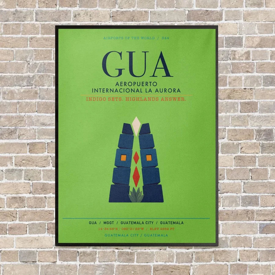 Aeropuerto Internacional La Aurora GUA vertical canvas print - framed - light green background