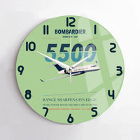 Thumbnail for Bombardier Global 5500 design on light green no frame wall clock