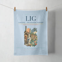 Thumbnail for Limoges – Bellegarde Airport (LIG) design on light blue towel