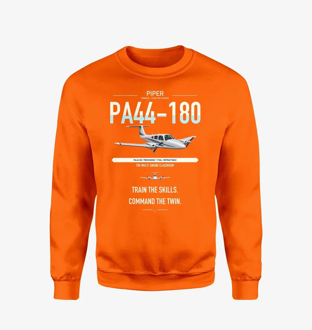 Piper PA-44-180 Seminole design on orange sweatshirt