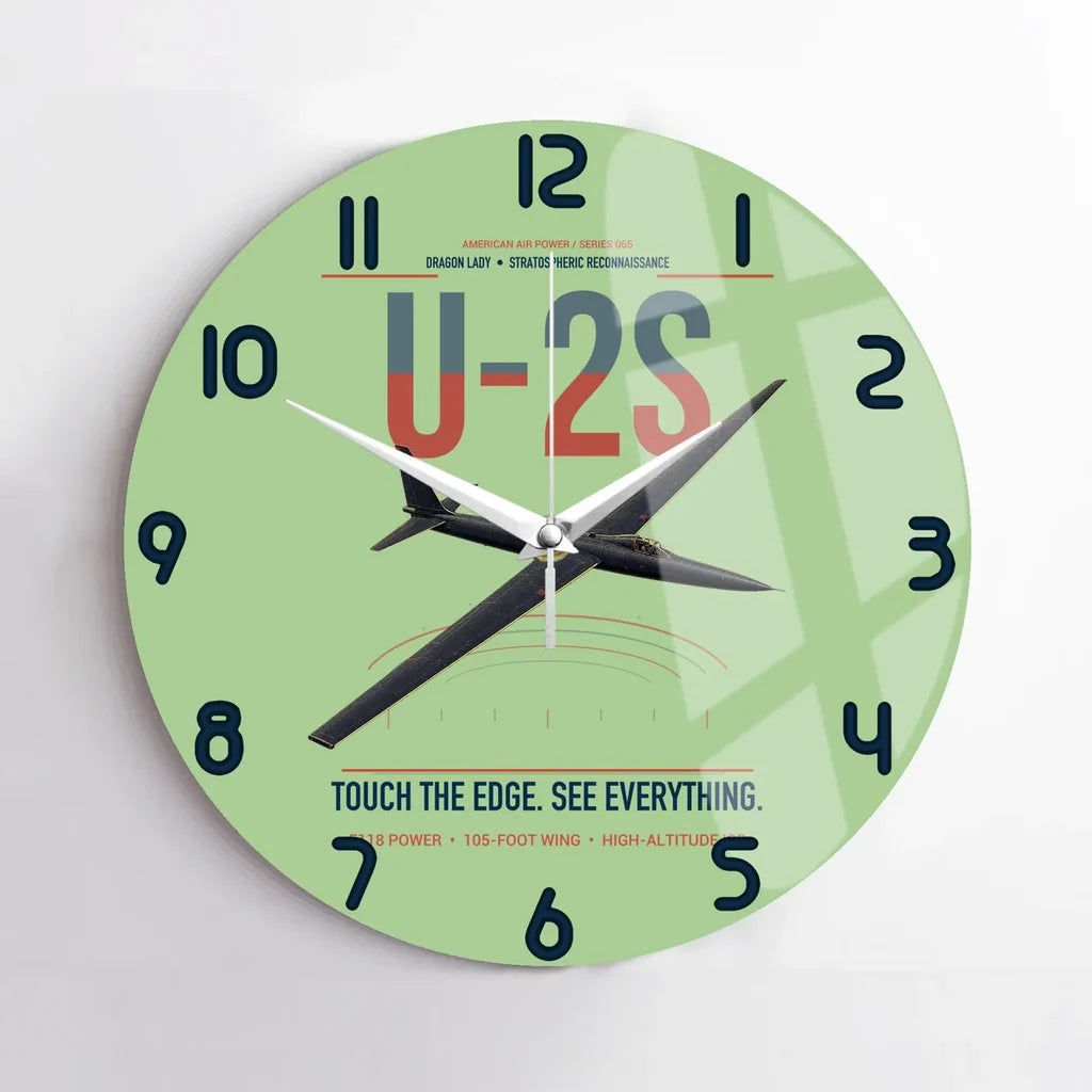 U-2S Dragon Lady design on light green no frame wall clock