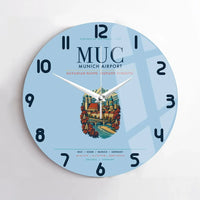 Thumbnail for Munich Airport (MUC) design on light blue no frame wall clock