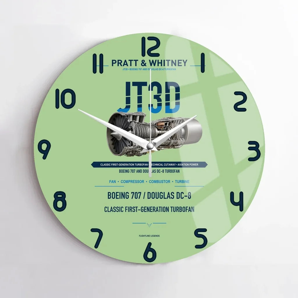 JT3D design on light green no frame wall clock
