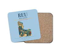 Thumbnail for Reus Airport (REU) design on light blue 1 piece coaster