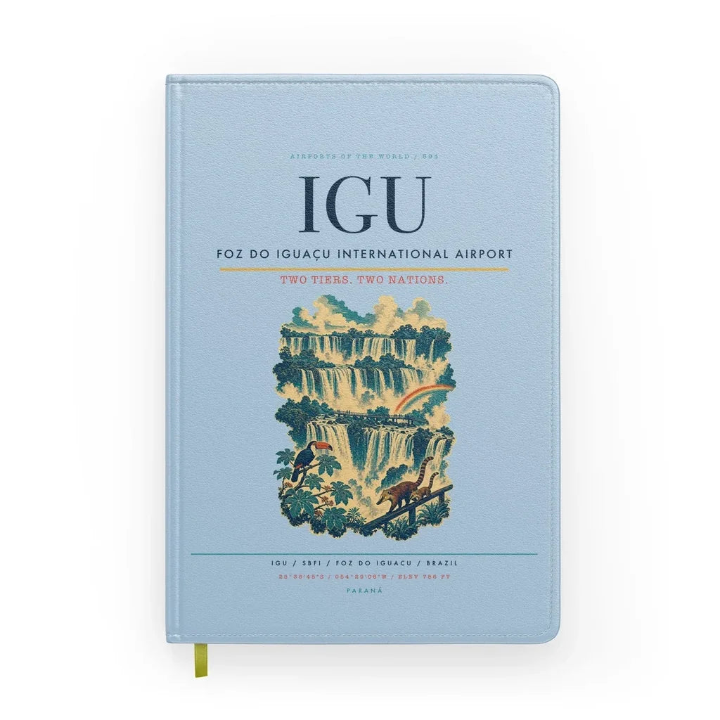 Foz do Iguaçu International Airport (IGU) design on light blue notebook