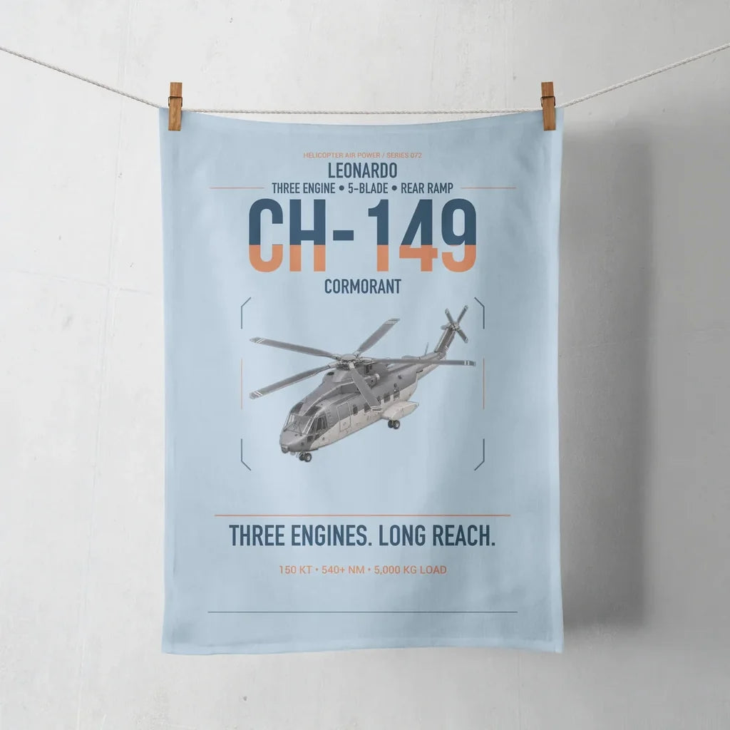 Leonardo CH-149 Cormorant design on light blue towel