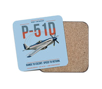 Thumbnail for P-51D Mustang design on light blue 1 piece coaster