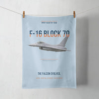 Thumbnail for F-16 Block 70 The Falcon Evolves design on light blue towel