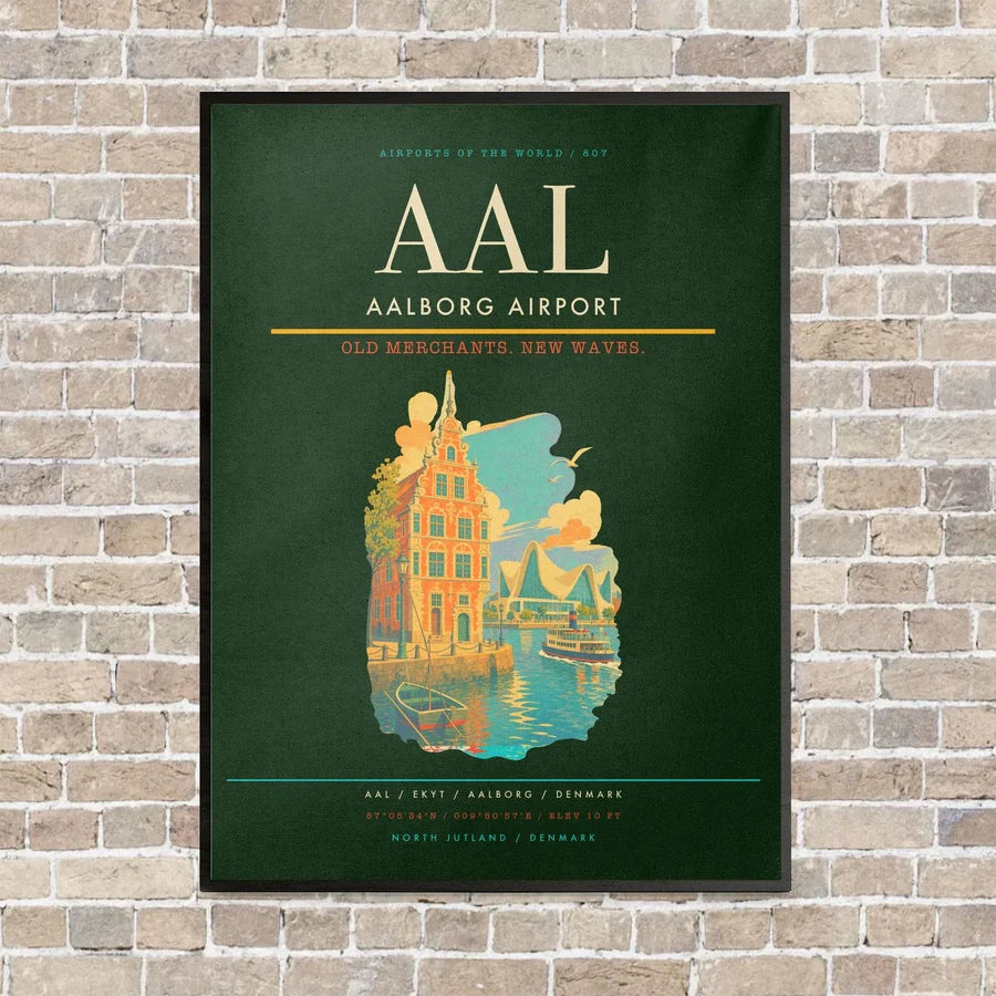 Aalborg Airport AAL - Canvas Framed - Dark Green