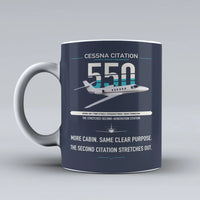Thumbnail for Cessna Citation 550 - Citation II design on dark blue ceramic mug, double-side print