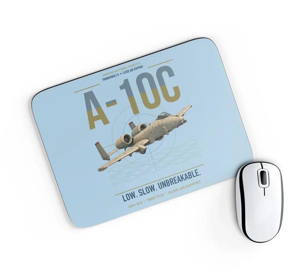 A-10C Thunderbolt II design on light blue rectangle mouse pad