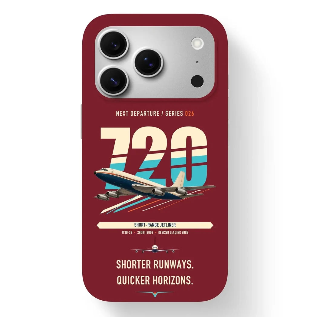 Boeing 720B design on dark red magsafe iphone case