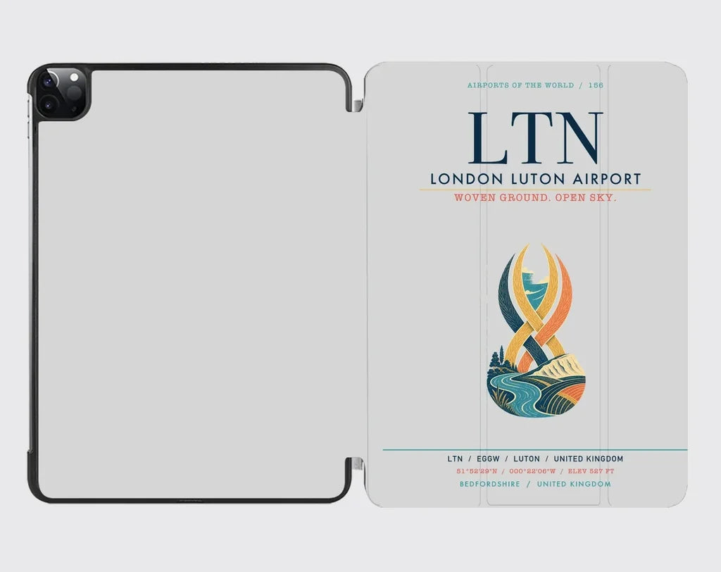 London Luton Airport (LTN) design on light gray ipad tablet case