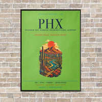Thumbnail for Phoenix Sky Harbor International Airport PHX vertical canvas print - framed - light green background