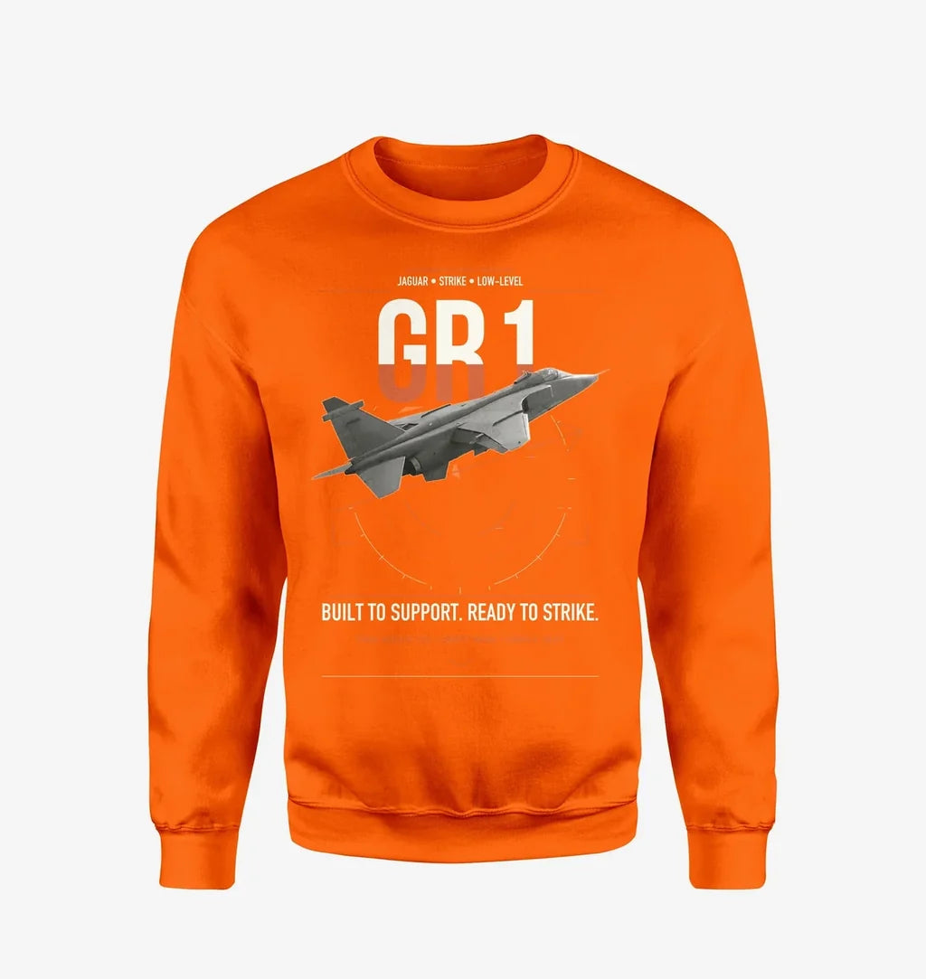 SEPECAT Jaguar GR1 design on orange sweatshirt
