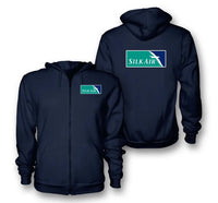 Thumbnail for SilkAir logo on navy blue zipped hoodie