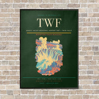 Thumbnail for Magic Valley Regional Airport TWF — Twin Falls vertical canvas print - framed - dark green background