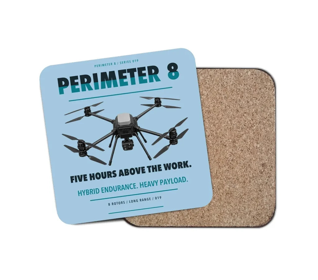 Skyfront Perimeter 8 design on light blue 1 piece coaster