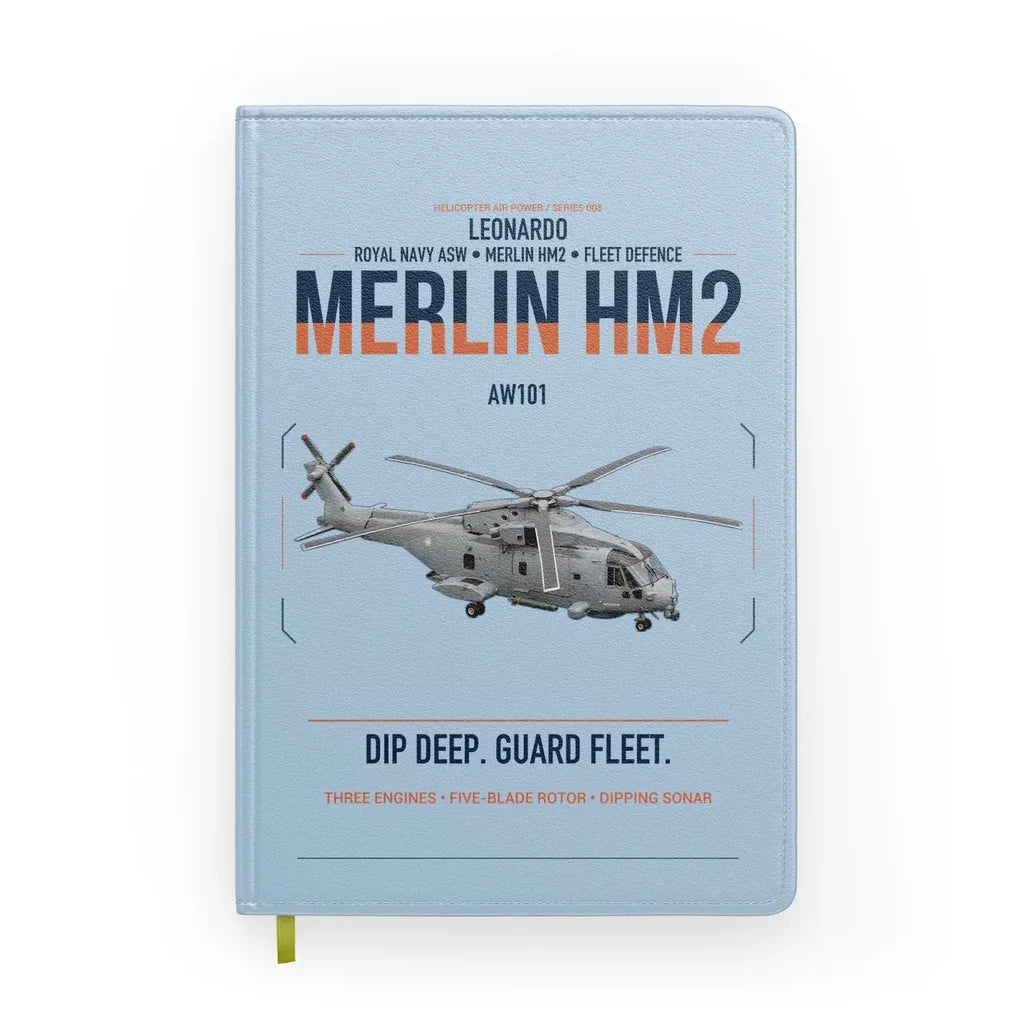 Leonardo AW101 Merlin HM2 design on light blue notebook