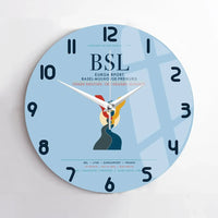 Thumbnail for EuroAirport Basel-Mulhouse-Freiburg (BSL) design on light blue no frame wall clock