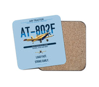 Thumbnail for Air Tractor AT-802F design on light blue 1 piece coaster