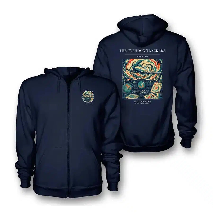 VINTAGE G4091 - The Typhoon Trackers - Premium Zipped Hoodie design on navyblue