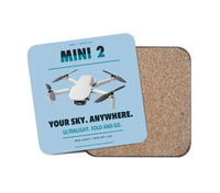 Thumbnail for DJI Mini 2 design on light blue 1 piece coaster