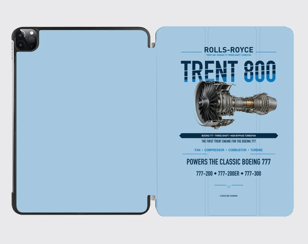 TRENT 800 design on light blue ipad tablet case