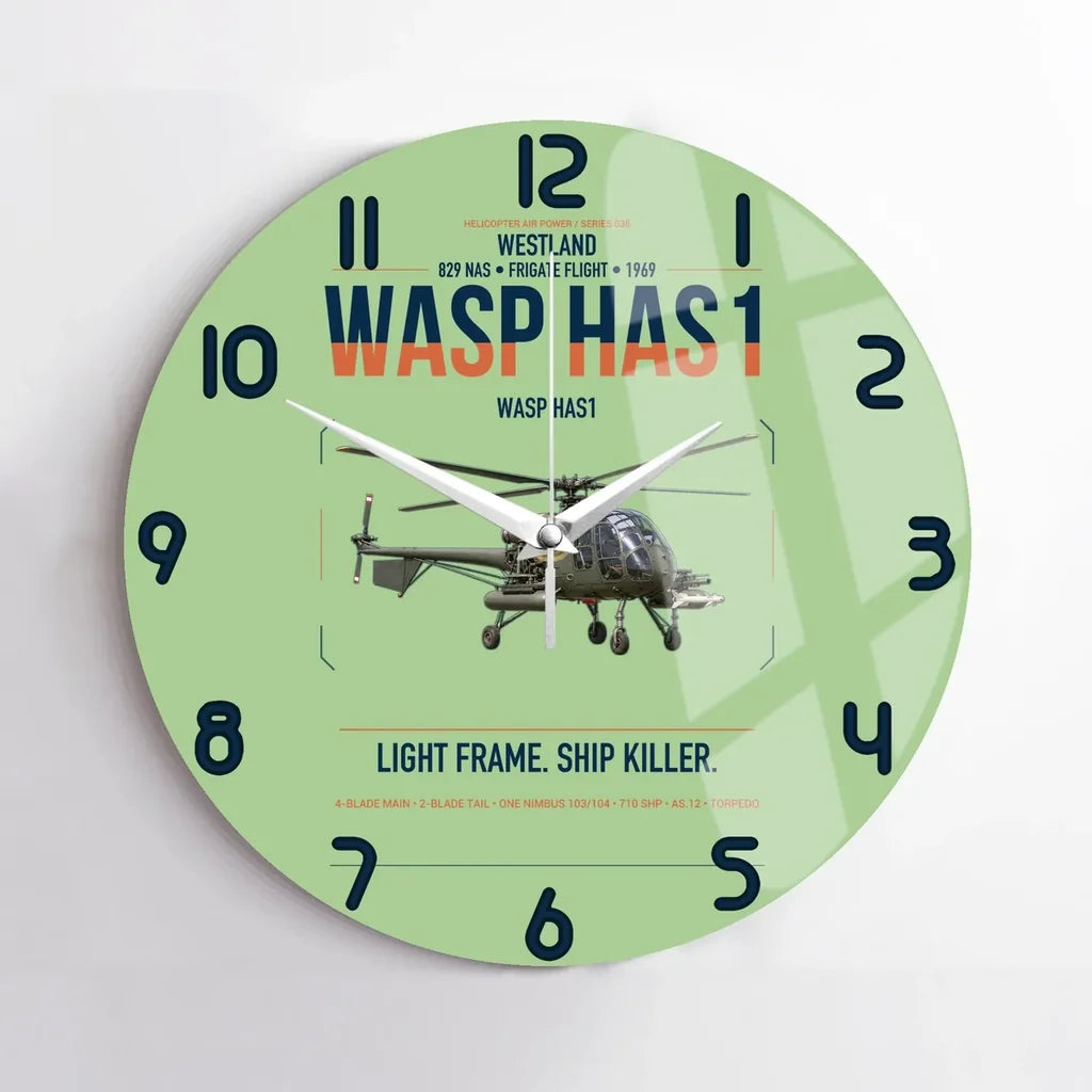 Westland Wasp HAS1 design on light green no frame wall clock