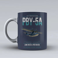 Thumbnail for PBY-5A Catalina design on dark blue ceramic mug, double-side print