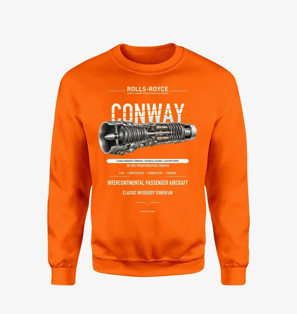 CONWAY design on orange sweatshirt