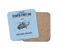 Thumbnail for Sud Aviation SA 321G Super Frelon design on light blue 1 piece coaster