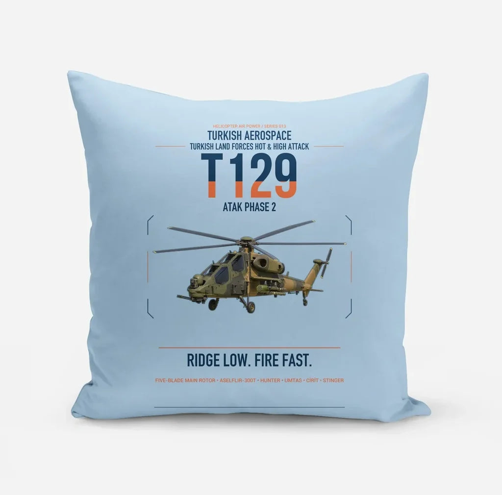 Turkish Aerospace T129 ATAK Phase 2 design on light blue pillow